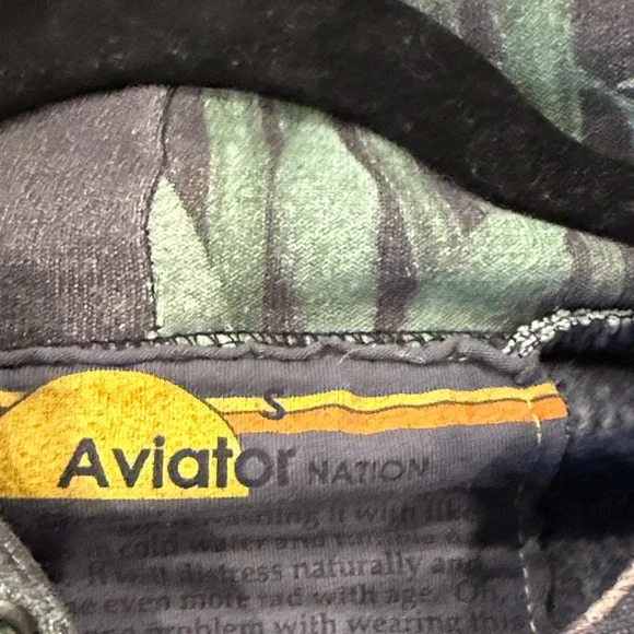 Aviator Nation Mens S Tiger Print zip Hoodie with velvet stripes - Picture 4 of 4